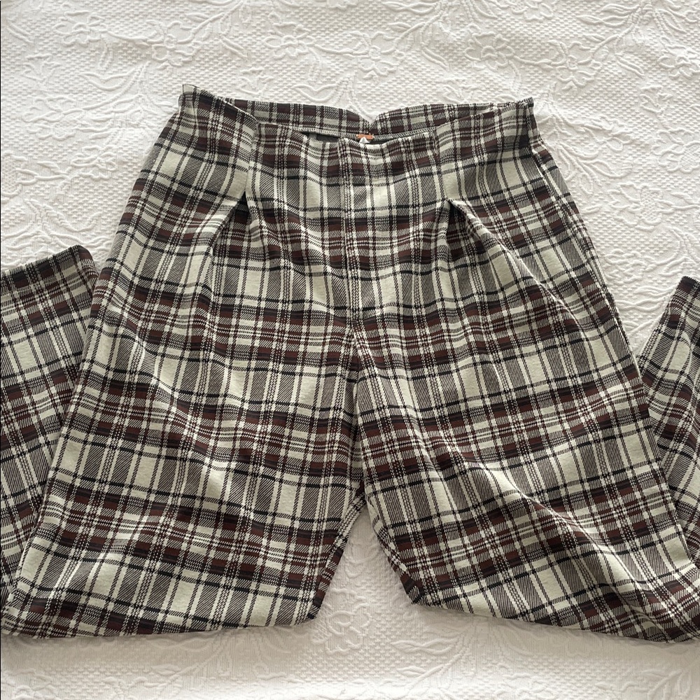Free People Brown Plaid Trousers 🖤🤎